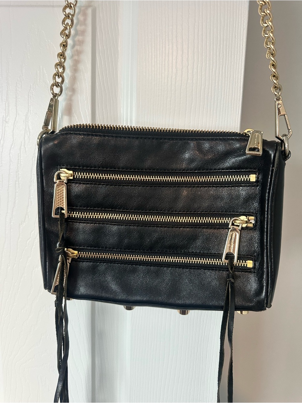 Rebecca Minkoff Mini 5-Zip crossbody in black